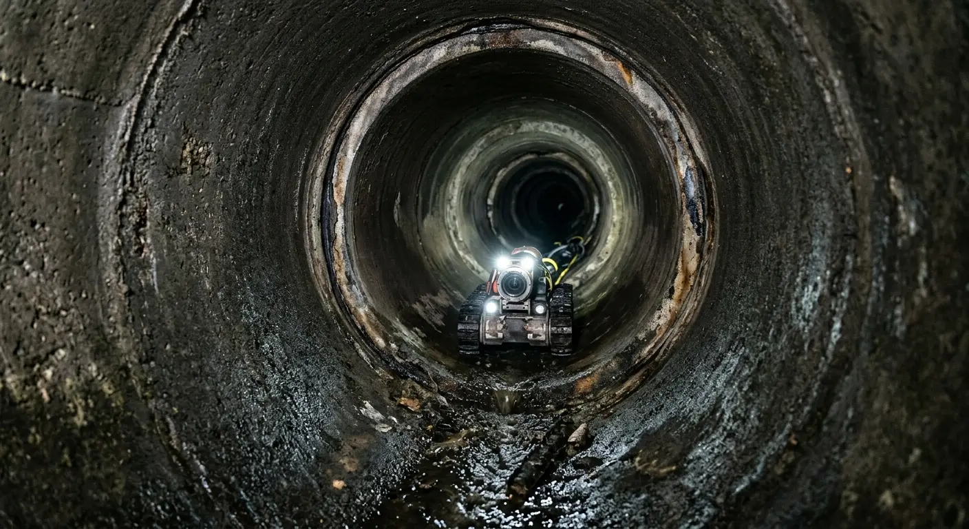 Robotic sewer camera inspecting pipe interior for Sewer Line Cleaning in Rhinelander